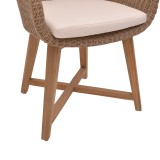 Fotel Solso pakoworld skelet alumini me dru këmbësh teak në nuancë natyrale dhe pe rattan 62x58x78cm