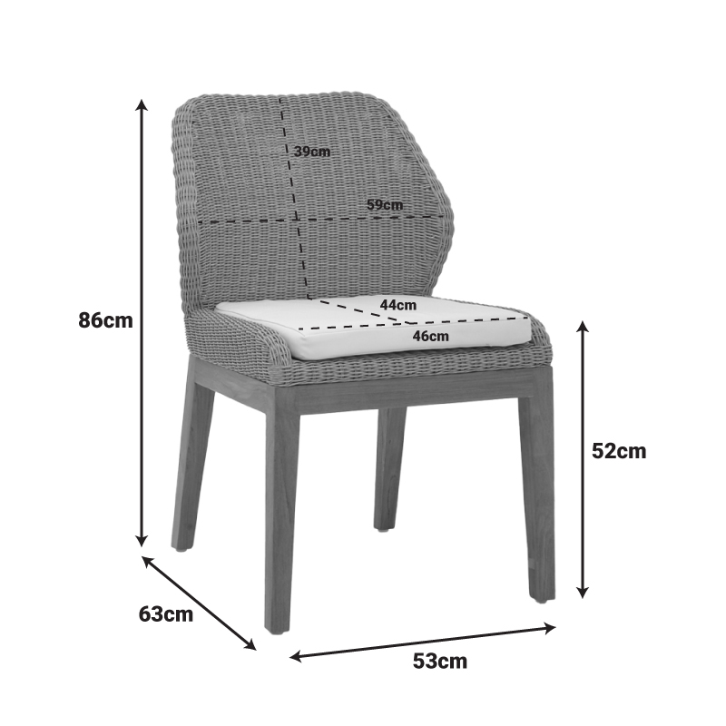 Karrige Swinton pakoworld skelet alumini dru tiku me këmbë në nuancë natyrale dhe rregullim PE 53x63x86cm
