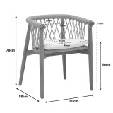 Fotel Abby pakoworld skelet druri tik në nuancë natyrale dhe jastëk krem 60x58x78cm