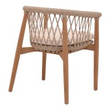 Fotel Abby pakoworld skelet druri tik në nuancë natyrale dhe jastëk krem 60x58x78cm