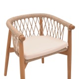 Fotel Abby pakoworld skelet druri tik në nuancë natyrale dhe jastëk krem 60x58x78cm