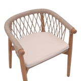 Fotel Abby pakoworld skelet druri tik në nuancë natyrale dhe jastëk krem 60x58x78cm