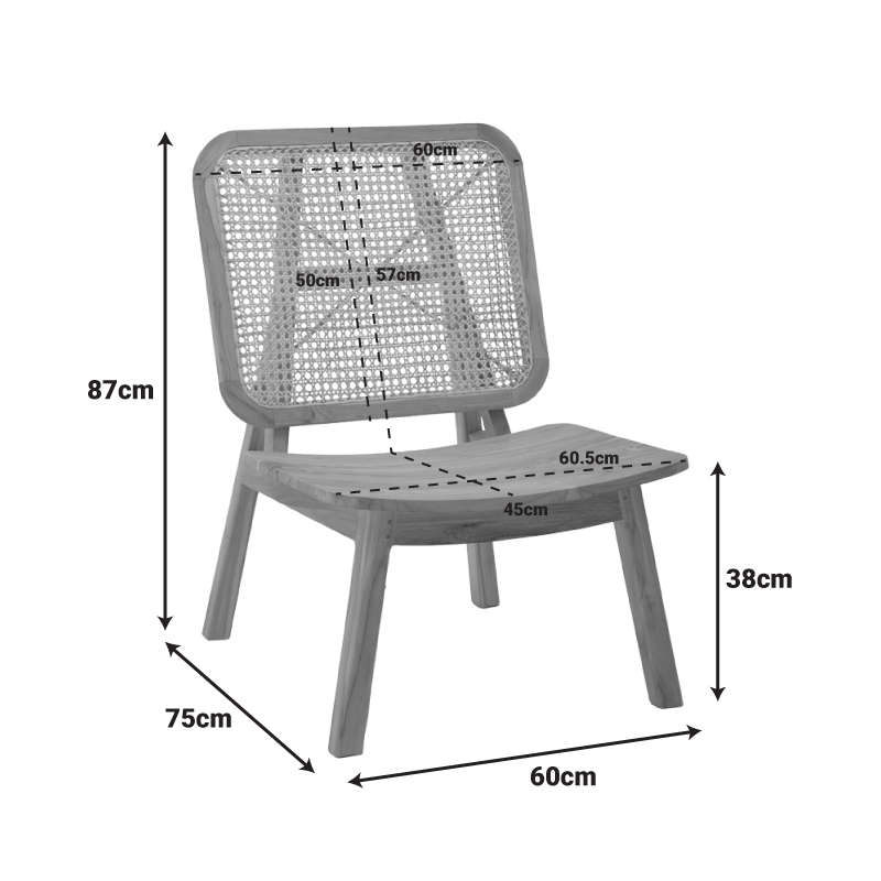 Fotel Viborg pakoworld dru tik natyral-rattan natyral 60x75x87cm