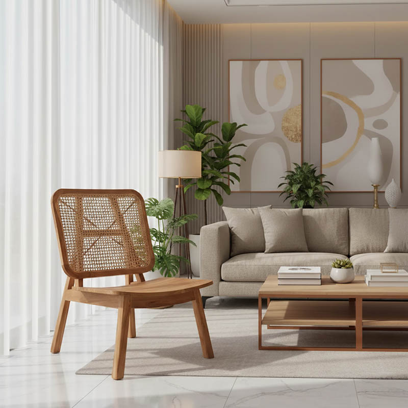 Fotel Viborg pakoworld dru tik natyral-rattan natyral 60x75x87cm