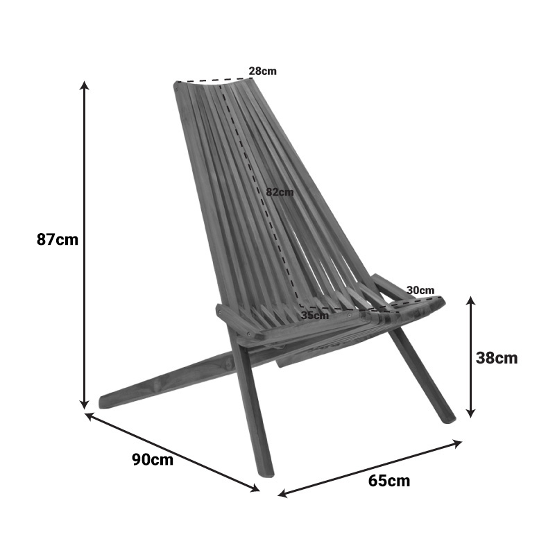 Chaise lounge e palosshme pakoworld dru tik natyral 65x90x87cm