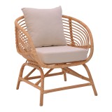 Fotel Caxen pakoworld rattan natyral-jastëk i bardhë 72x63x75cm