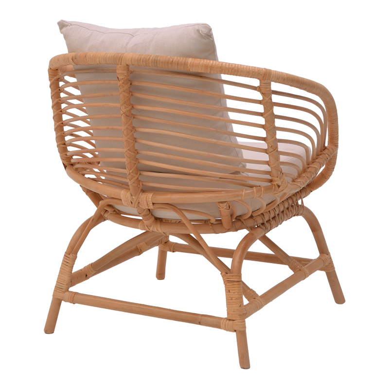 Fotel Caxen pakoworld rattan natyral-jastëk i bardhë 72x63x75cm