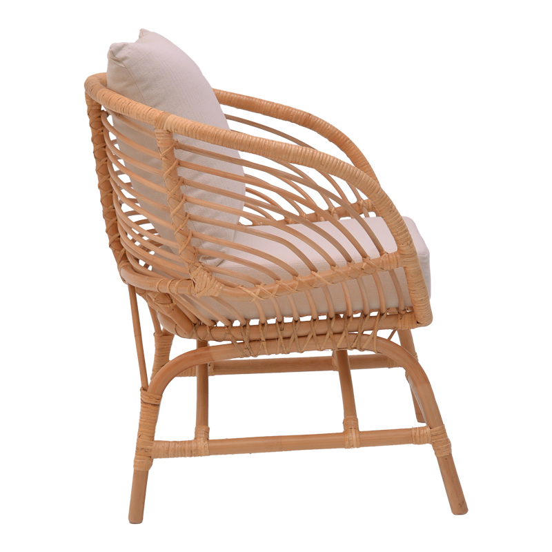 Fotel Caxen pakoworld rattan natyral-jastëk i bardhë 72x63x75cm