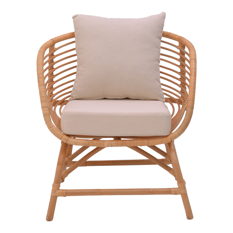 Fotel Caxen pakoworld rattan natyral-jastëk i bardhë 72x63x75cm