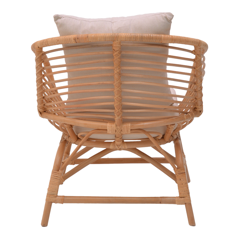 Fotel Caxen pakoworld rattan natyral-jastëk i bardhë 72x63x75cm