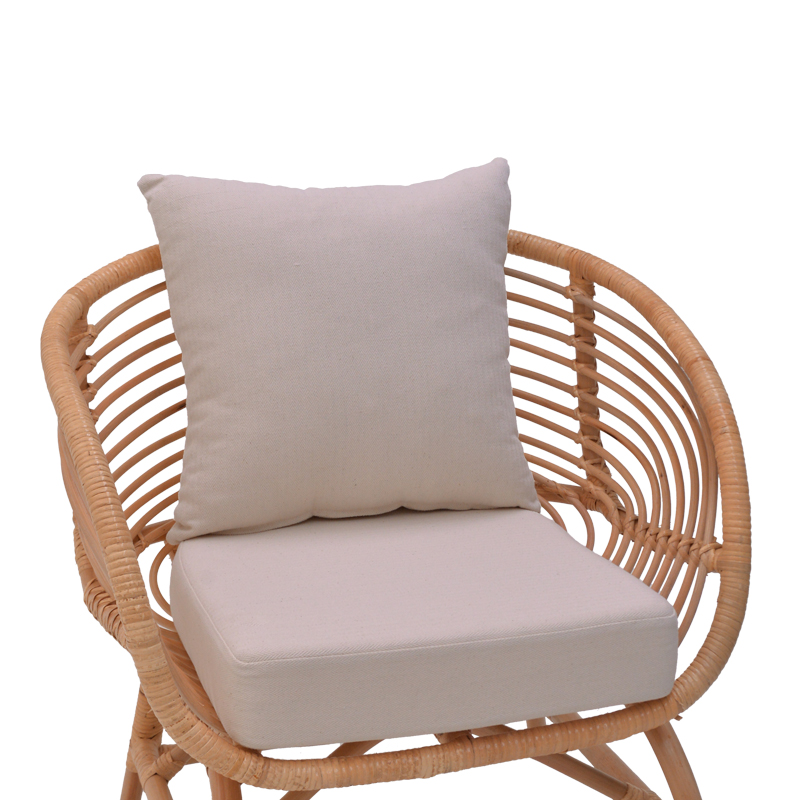 Fotel Caxen pakoworld rattan natyral-jastëk i bardhë 72x63x75cm