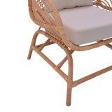 Fotel Caxen pakoworld rattan natyral-jastëk i bardhë 72x63x75cm
