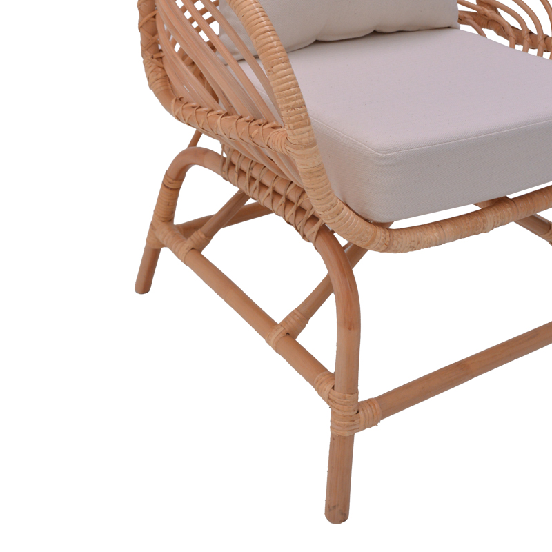 Fotel Caxen pakoworld rattan natyral-jastëk i bardhë 72x63x75cm