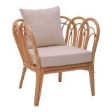 Fotel Tania pakoworld rattan natyral-jastëk i bardhë 76x76x76cm