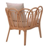 Fotel Tania pakoworld rattan natyral-jastëk i bardhë 76x76x76cm