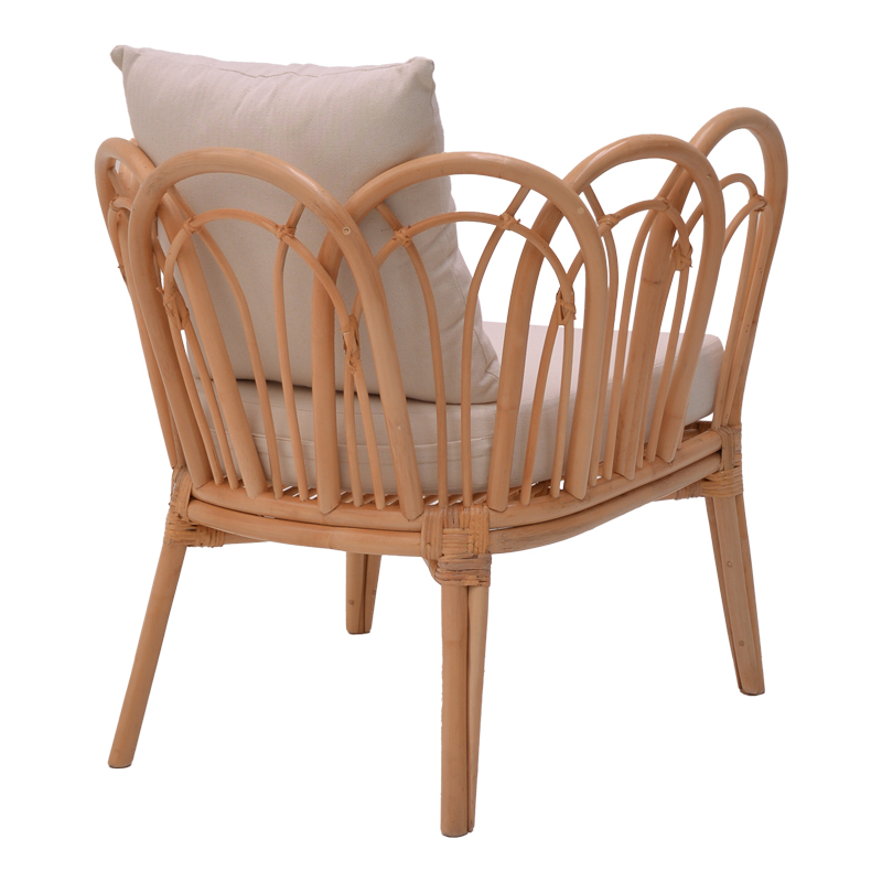 Fotel Tania pakoworld rattan natyral-jastëk i bardhë 76x76x76cm