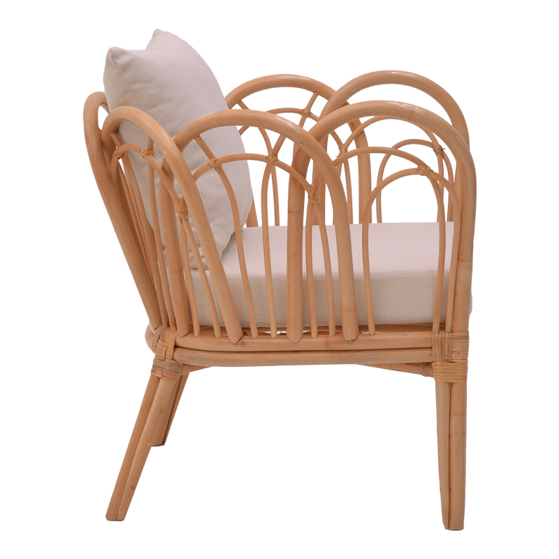 Fotel Tania pakoworld rattan natyral-jastëk i bardhë 76x76x76cm