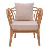 Fotel Tania pakoworld rattan natyral-jastëk i bardhë 76x76x76cm