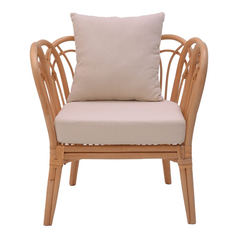 Fotel Tania pakoworld rattan natyral-jastëk i bardhë 76x76x76cm