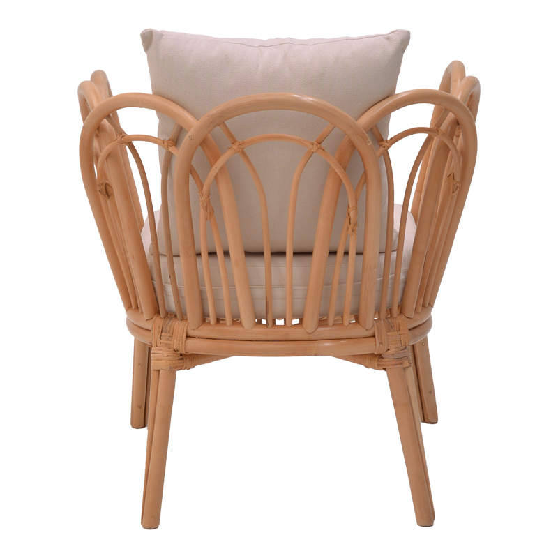 Fotel Tania pakoworld rattan natyral-jastëk i bardhë 76x76x76cm