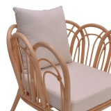 Fotel Tania pakoworld rattan natyral-jastëk i bardhë 76x76x76cm