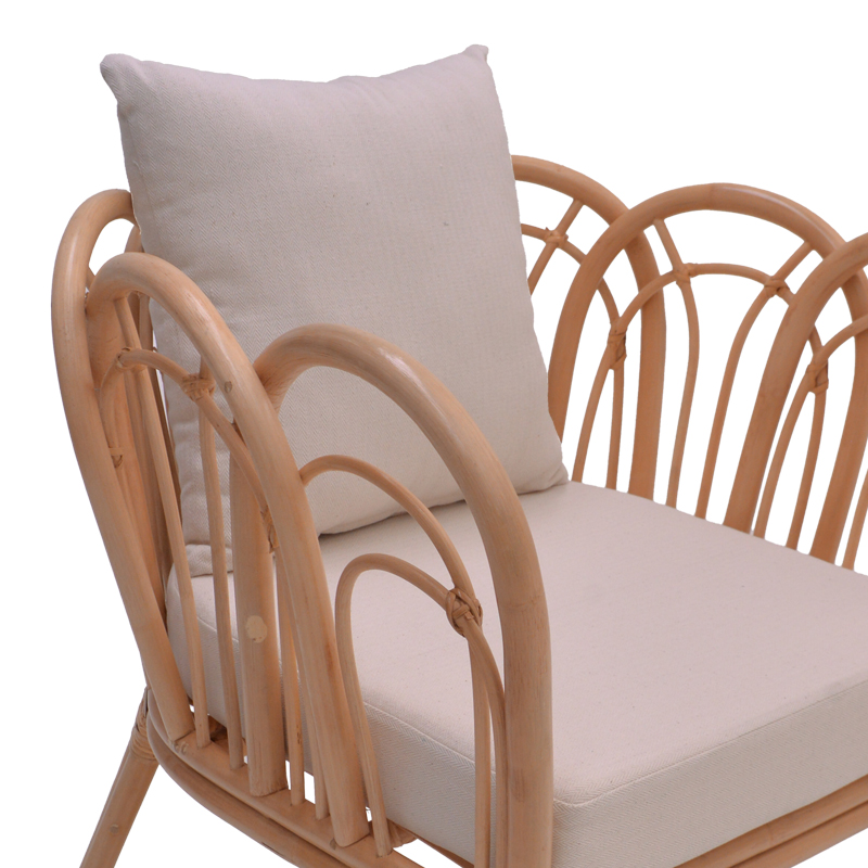 Fotel Tania pakoworld rattan natyral-jastëk i bardhë 76x76x76cm