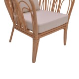 Fotel Tania pakoworld rattan natyral-jastëk i bardhë 76x76x76cm