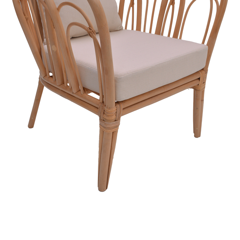 Fotel Tania pakoworld rattan natyral-jastëk i bardhë 76x76x76cm