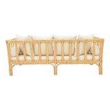 Divan Alessa pakoworld rattan natyral-pëlhurë e bardhë me jastëkë 200x100x76cm