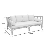 Divan Alessa pakoworld rattan natyral-pëlhurë e bardhë me jastëkë 200x100x76cm