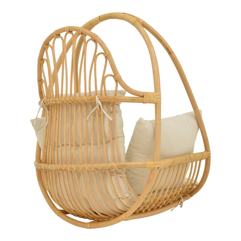 Varëse lëkundëse Jorg pakoworld rattan natyral-jastëk krem 80x59x105cm