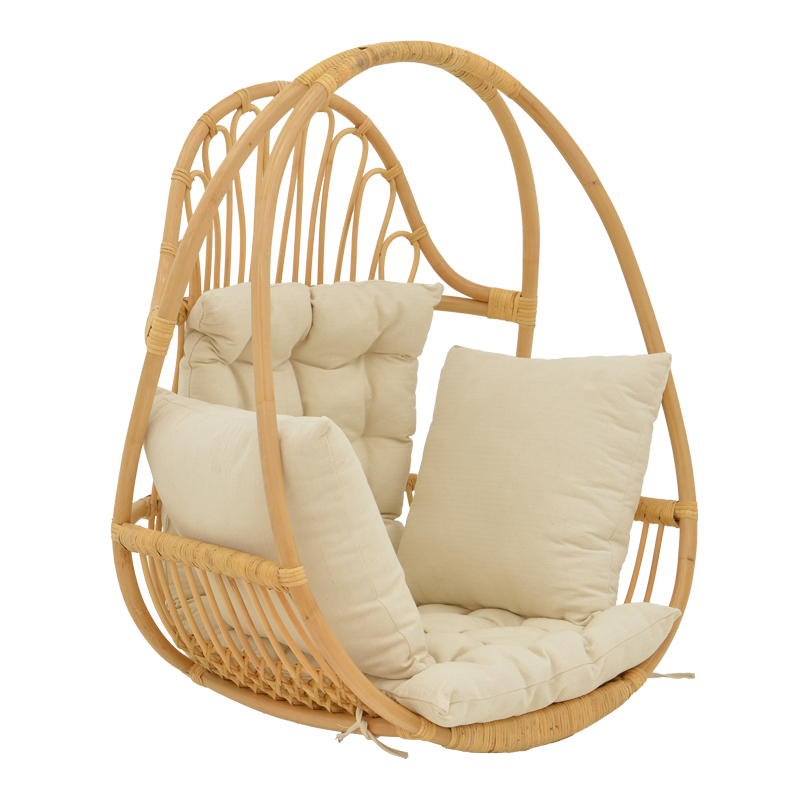 Varëse lëkundëse Jorg pakoworld rattan natyral-jastëk krem 80x59x105cm