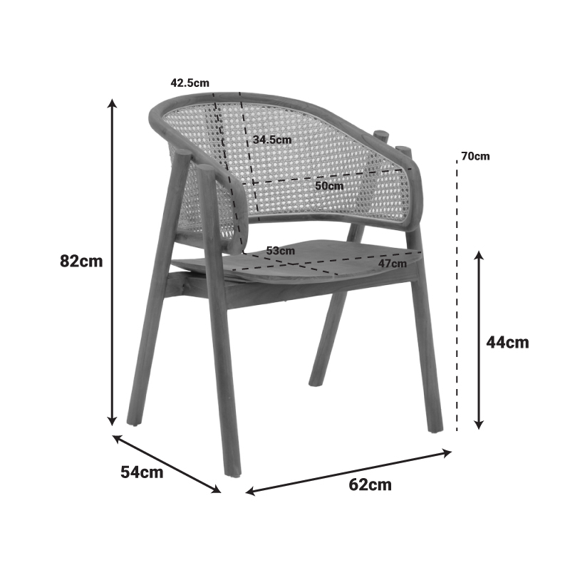 Fotel Anlene pakoworld dru tik natyral rattan natyral 62x54x82cm