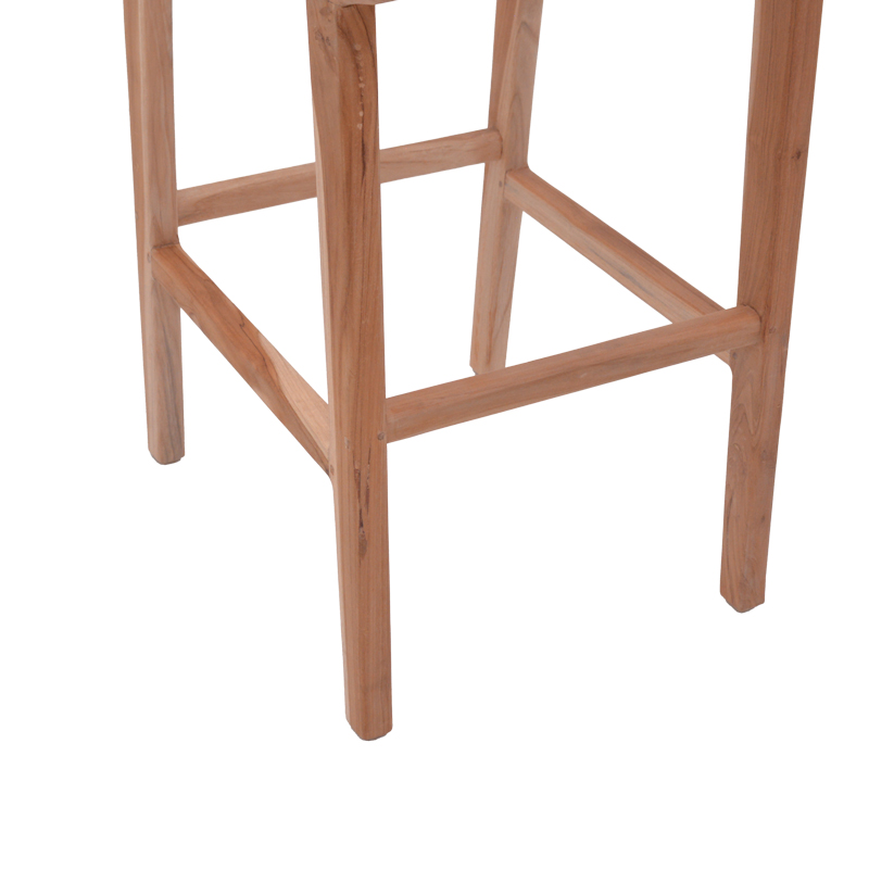 Stol bar me lartësi mesatare Sponze pakoworld skelet druri tik me ngjyrë natyrale dhe rattan natyral 40x47x89cm