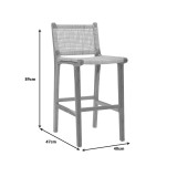 Stol bar me lartësi mesatare Sponze pakoworld skelet druri tik me ngjyrë natyrale dhe rattan natyral 40x47x89cm