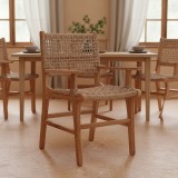 Fotel Sponze pakoworld skelet druri tik i ngjyrës natyrale dhe litar pe 54x60x86cm