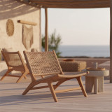 Fotel Beatrice pakoworld skelet druri teak dhe litar pe në ngjyrë natyrale 65x78x68cm