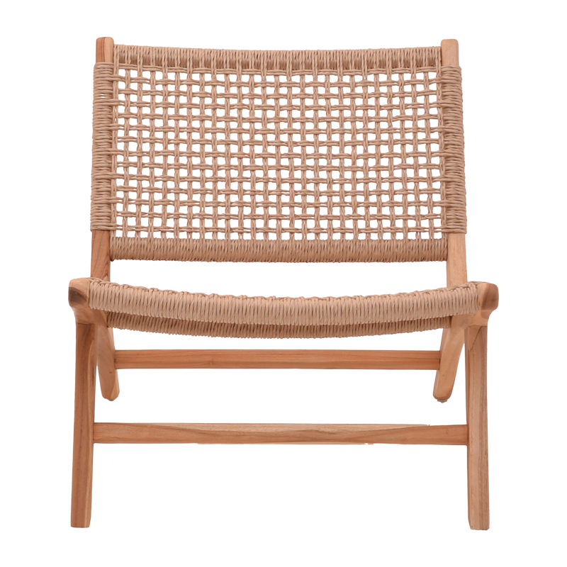 Fotel Beatrice pakoworld skelet druri teak dhe litar pe në ngjyrë natyrale 65x78x68cm