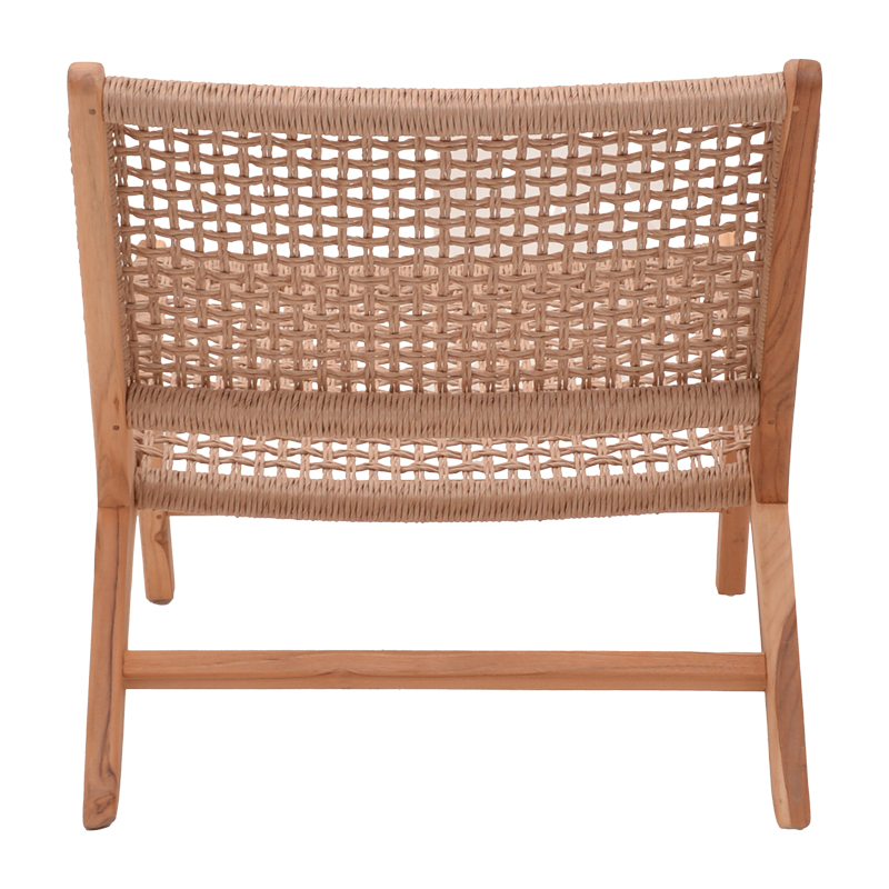 Fotel Beatrice pakoworld skelet druri teak dhe litar pe në ngjyrë natyrale 65x78x68cm