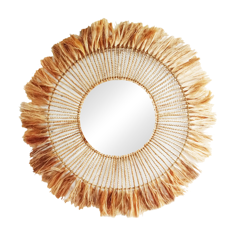 Pasqyrë Namiere Inart abaca në ngjyrë natyrale D100x4cm