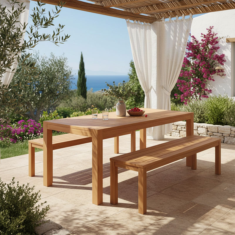 Tavolinë druri teak Vocaly pakoworld në nuancë natyrale 200x100x75cm