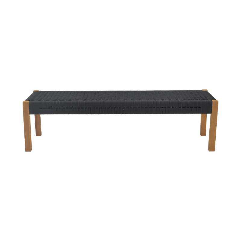 Stol Uma pakoworld dru tik dhe litar pe në nuancë të zezë 120x45x40cm