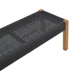 Stol Uma pakoworld dru tik dhe litar pe në nuancë të zezë 120x45x40cm