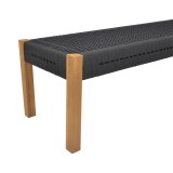 Stol Uma pakoworld dru tik dhe litar pe në ngjyrë të zezë 150x45x40cm