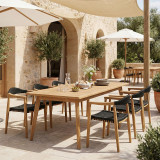 Set ngrënieje 7 copë Ganny-Pino pakoworld dru tik në nuancë natyrale - të zezë 180/240x100x75cm