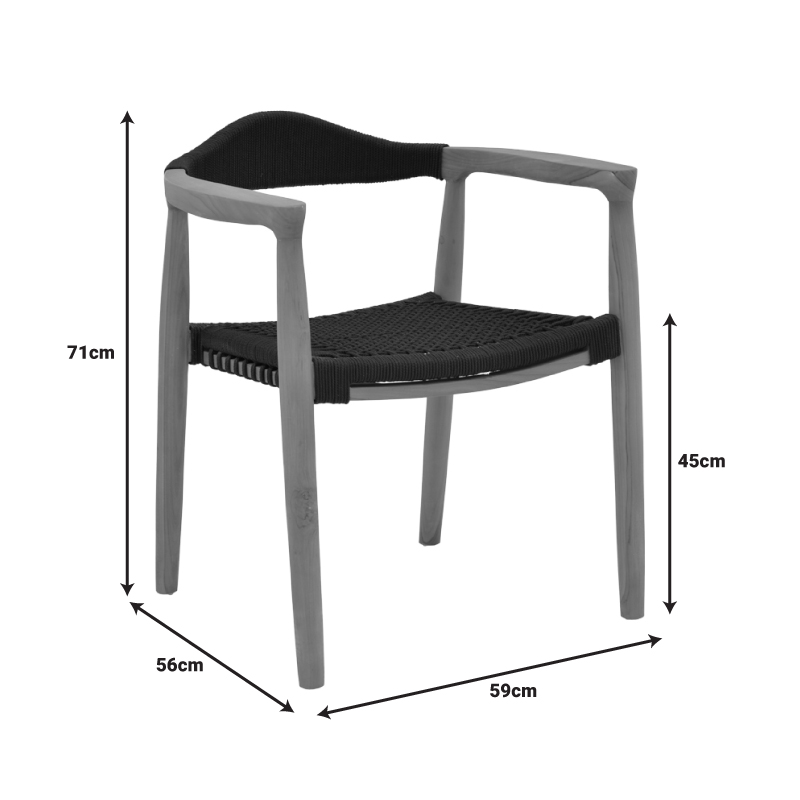 Set ngrënieje 7 copë Ganny-Pino pakoworld dru tik në nuancë natyrale - të zezë 180/240x100x75cm