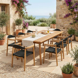 Set ngrënieje 9 copë Ganny-Pino pakoworld dru tik në nuancë natyrale - të zezë 180/240x100x75cm