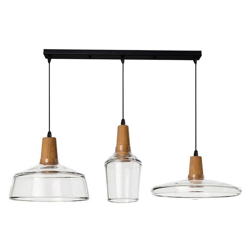Llambë tavani me tre drita Somele pakoworld metal transparent-xham D73.8x23cm