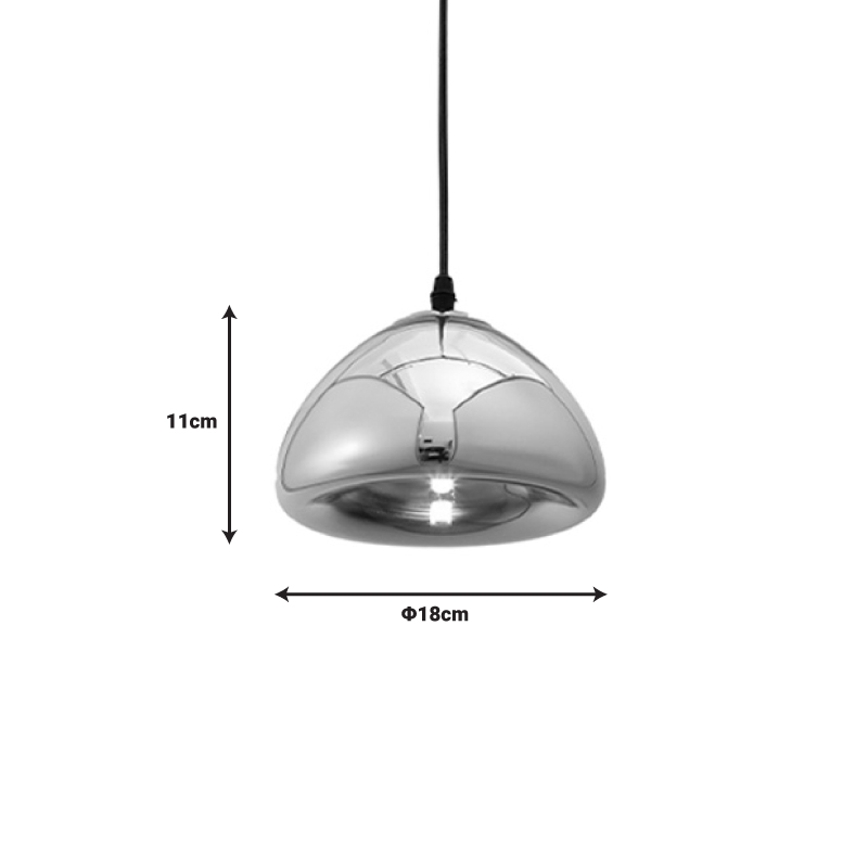 Llambë tavani Ovalone pakoworld G6 metal-xham argjendi D18x11cm