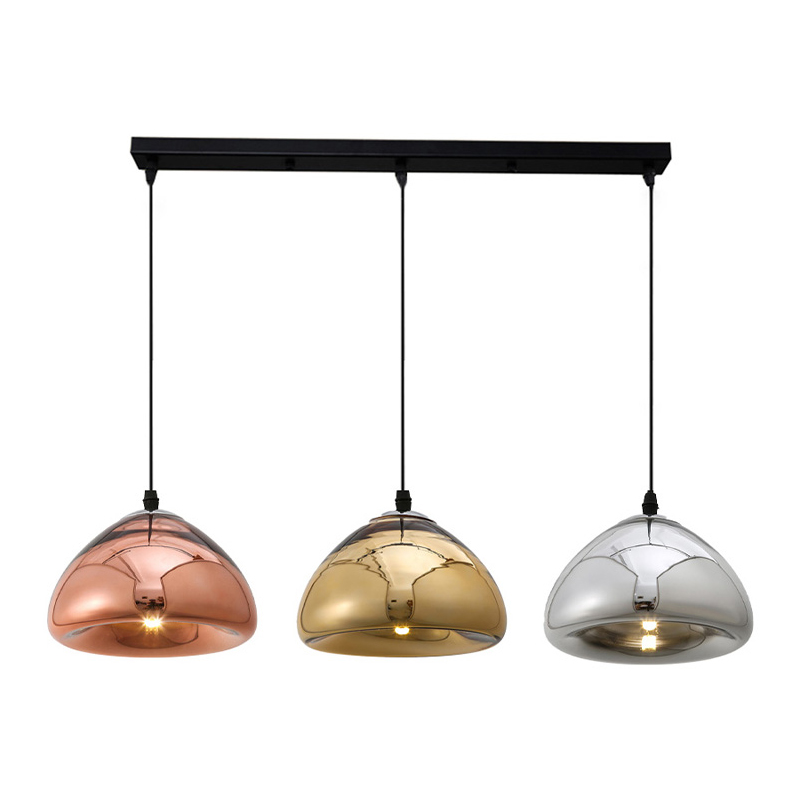 Llamba tavani me tre drita Ovalone I pakoworld G9 argjend-ar-bronz metal-xham D58x16.5cm